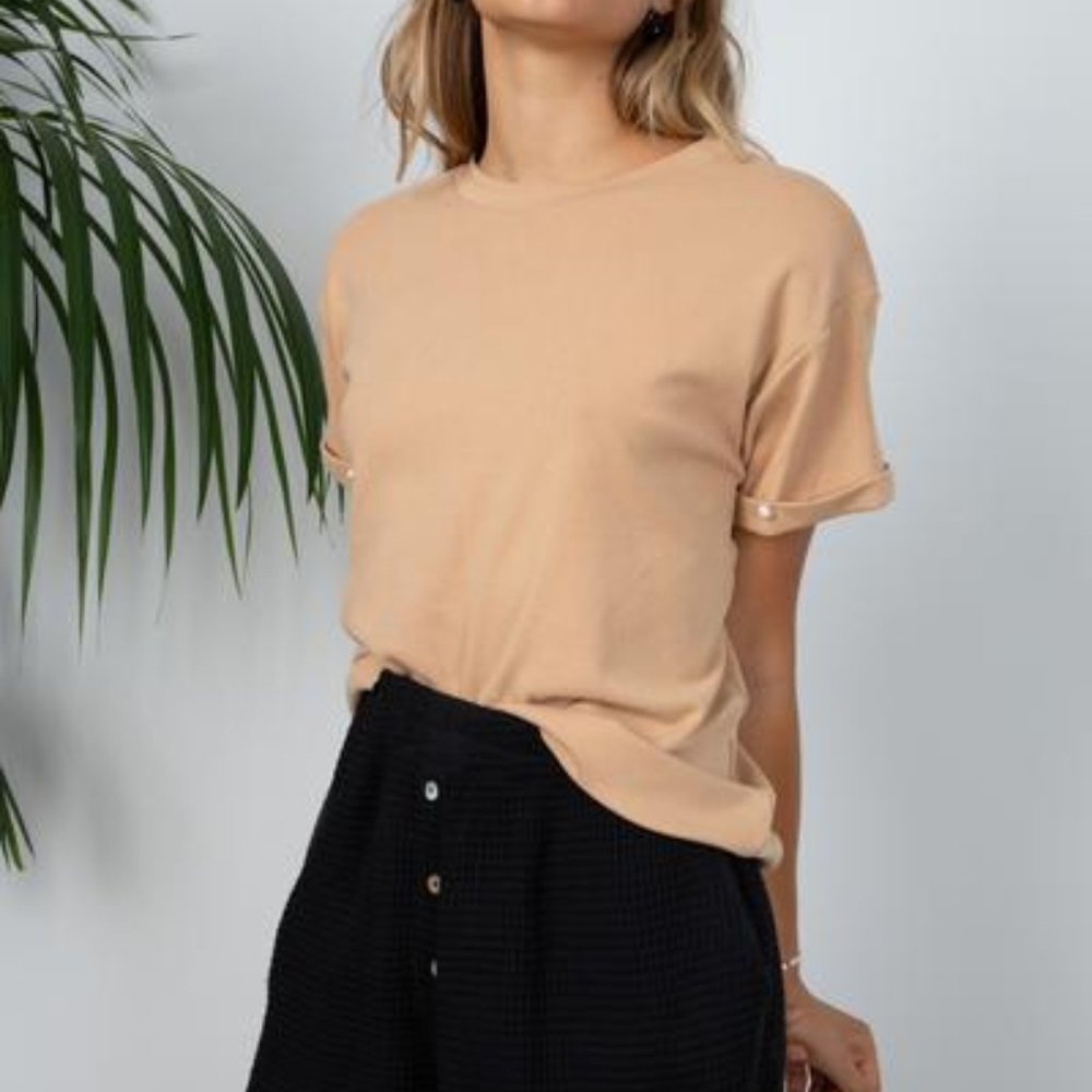 DONNI Pearl Tee - Latte - S - NWT - Picture 2 of 6